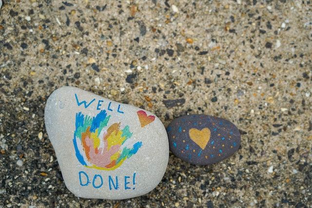 Pebble with well done message